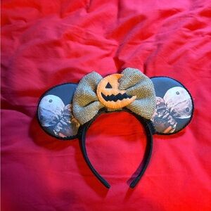 Custom Halloween Sam Ears | Burlap Bow Pumpkin Headband